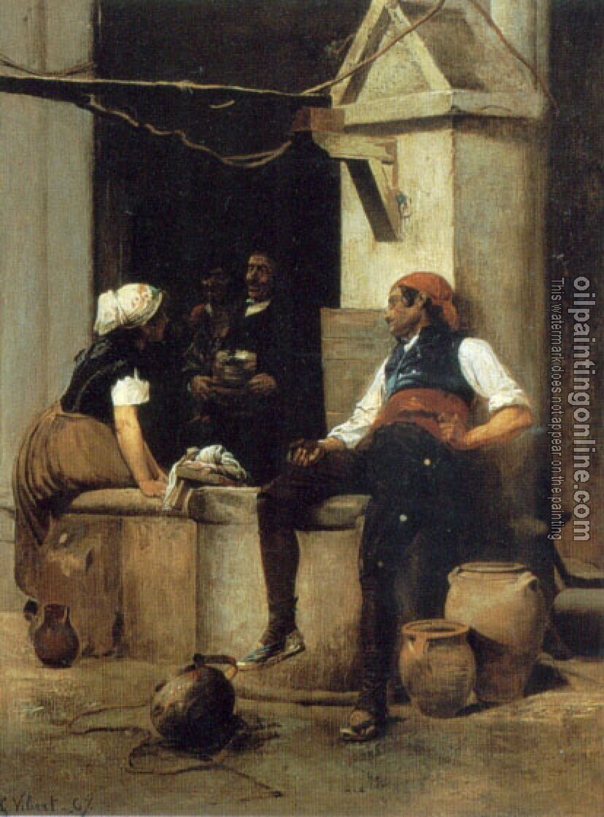 Jehan Georges Vibert - Chatting by the Fountain